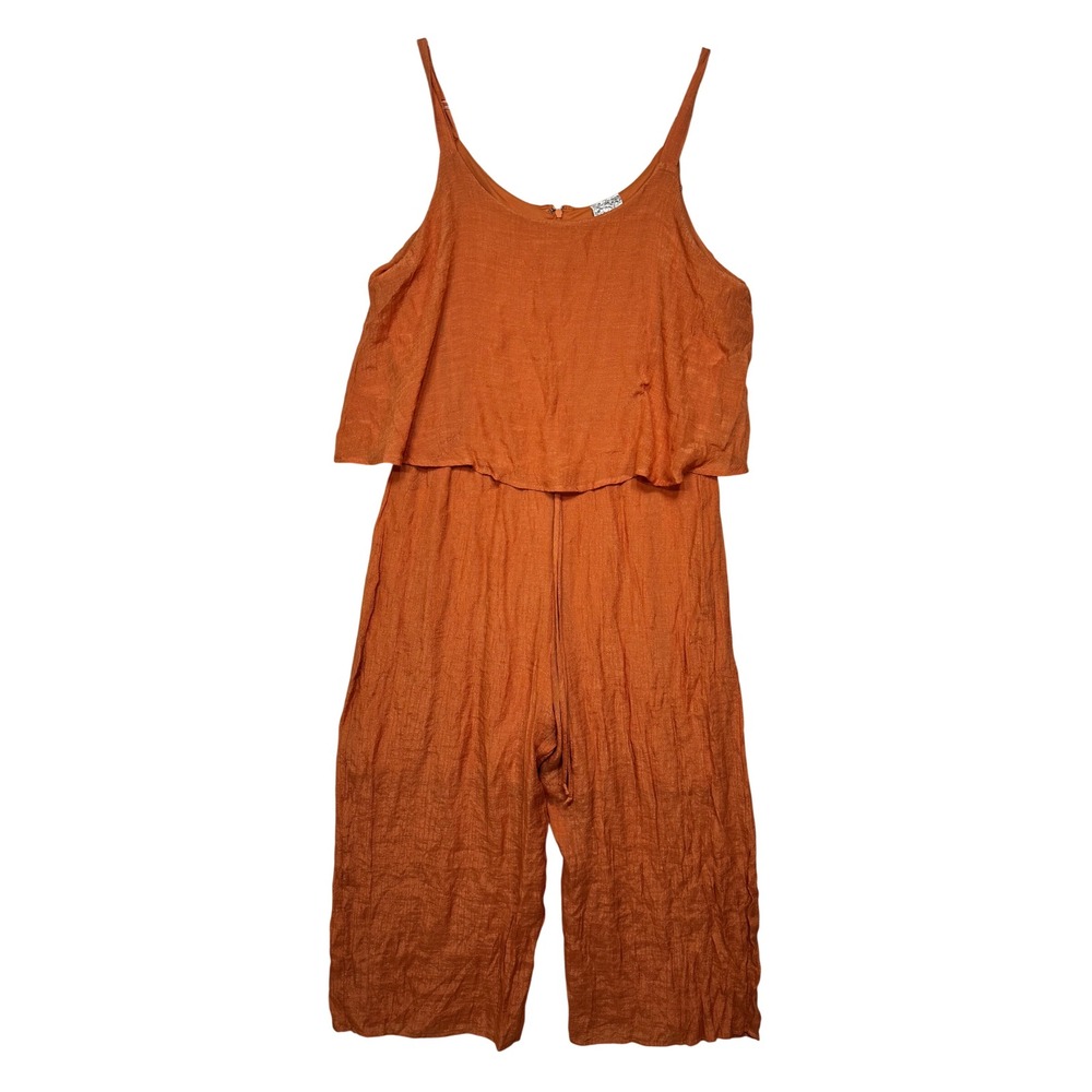 Naif Jumpsuit Womens XL Orange Layered Spaghetti Strap Wide‎ Leg